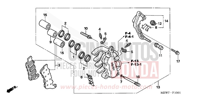L. FRONT BRAKE CALIPER for Deauville ABS SHASTA WHITE (NH138) from 2007